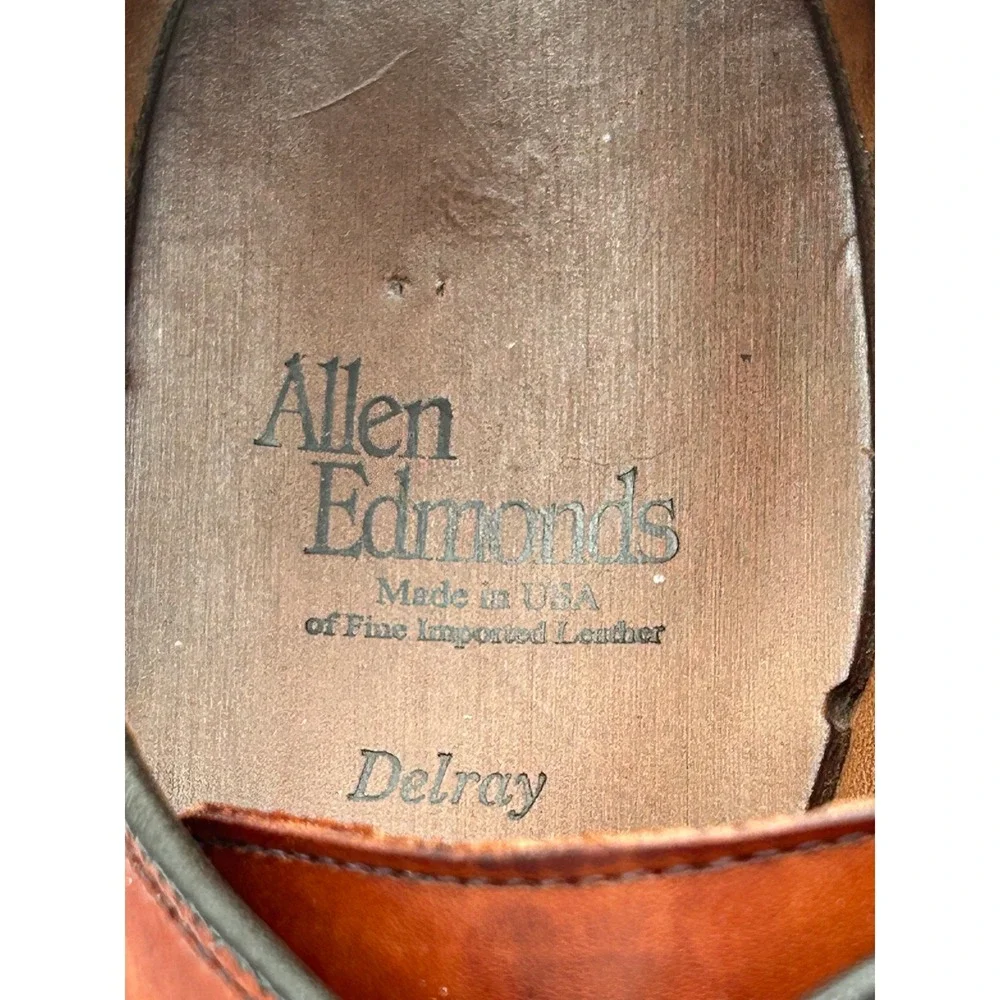 Allen Edmonds Delray Men Size 10D Chili Leather Split Toe Blucher Dress Shoes